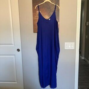 NWOT Bright Blue Boho Maxi Dress Cover-Up from VENUS Size Large
